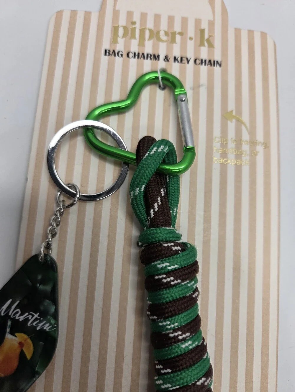 💚▪️Piper K ▪️ Green Uk Exclusive  Martini  Tassel Bag Charm